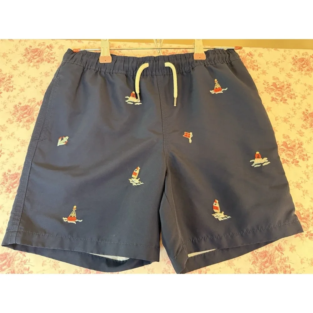 Polo Ralph Lauren Swim Trunks Sailboat Embroidered Navy Boys 10-12